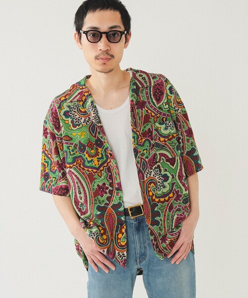 BEAMS（ビームス）の「BEAMS / プリント ルーズ オープンカラーシャツ（シャツ/ブラウス・メンズ・ライム/パープル・SMALL/MEDIUM/LARGE/X-LARGE）」の2枚目の写真