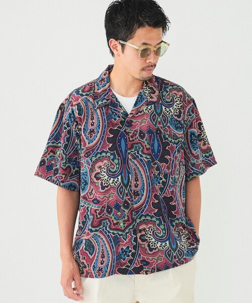 BEAMS（ビームス）の「BEAMS / プリント ルーズ オープンカラーシャツ（シャツ/ブラウス・メンズ・ライム/パープル・SMALL/MEDIUM/LARGE/X-LARGE）」の4枚目の写真