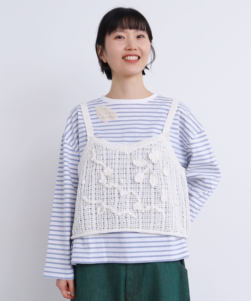 アトリエドゥサボン 透かし編み　お花のニットキャミ l'atelier du savon（アトリエドサボン）の「○透かし編み お花
