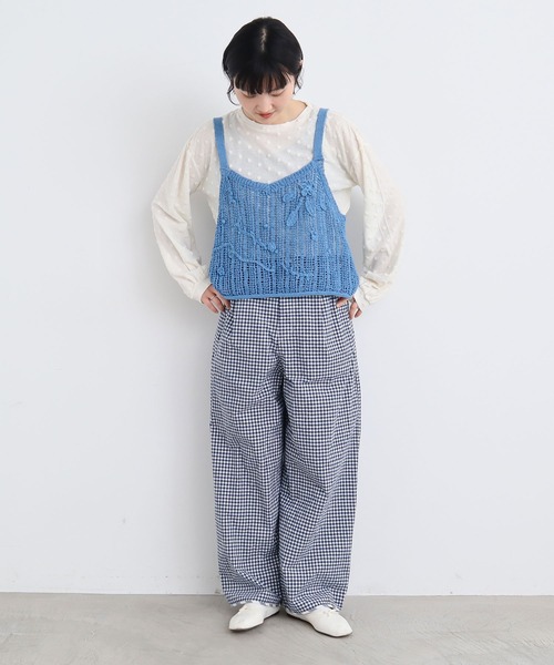 l'atelier du savon（アトリエドサボン）の「●透かし編み　お花のニットキャミ（ベスト・レディース・ホワイト/サックスブルー/ブラック・FREE）」の19枚目の写真