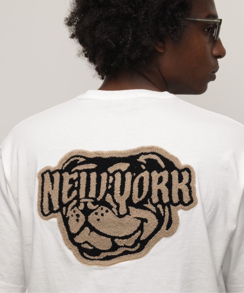 TーSHIRT ”CHENILLE BULLDOG”／Tシャツ ”シニール ブルドッグ” セール】Schott/ショット/TｰSHIRT 'CHENILLE BULLDOG'/Tシャツ