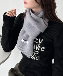 KK ダークグレー マフラー ハート刺繍 A KK ダークグレー マフラー ハート刺繍 A ストール・マフラー通販