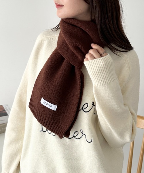 CLEA（クレア）の「ショートニットマフラー（マフラー・レディース・ブラック/ブルー/アイボリー/ホワイト/レッド/テラコッタ/ブラウン/グレー・FREE）」の17枚目の写真