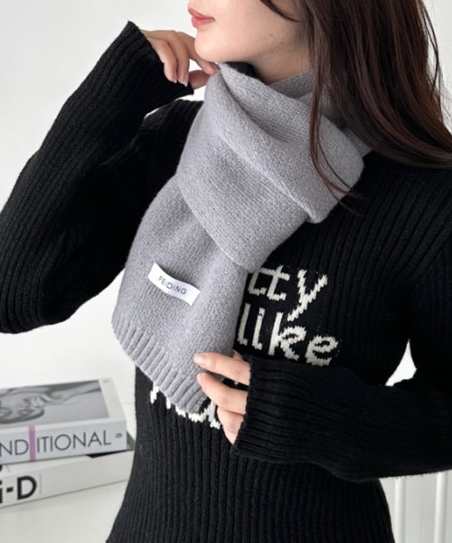 CLEA（クレア）の「ショートニットマフラー（マフラー・レディース・ブラック/ブルー/アイボリー/ホワイト/レッド/テラコッタ/ブラウン/グレー・FREE）」の13枚目の写真