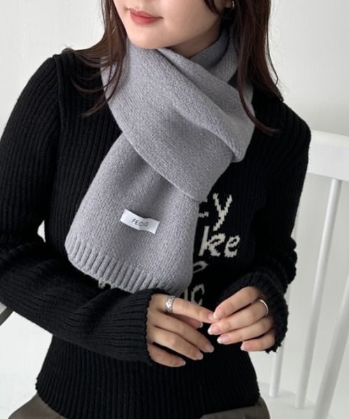 CLEA（クレア）の「ショートニットマフラー（マフラー・レディース・ブラック/ブルー/アイボリー/ホワイト/レッド/テラコッタ/ブラウン/グレー・FREE）」の10枚目の写真