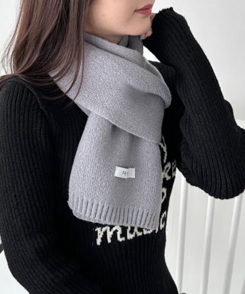 CLEA（クレア）の「ショートニットマフラー（マフラー・レディース・ブラック/ブルー/アイボリー/ホワイト/レッド/テラコッタ/ブラウン/グレー・FREE）」の12枚目の写真