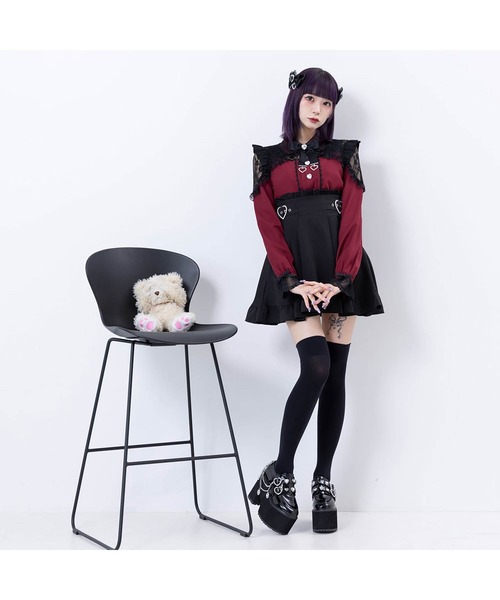 DearMyLove(ディアマイラブ)の「レースフリルハートビジューブラウス(シャツ/ブラウス・レディース・ホワイト/ベビーピンク/ブラック/レッド・LARGE/MEDIUM/X-LARGE/XX-LARGE)」の4枚目の写真