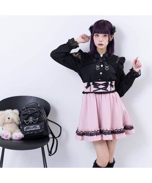 DearMyLove（ディアマイラブ）の「レースフリルハートビジューブラウス