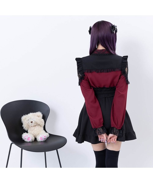 DearMyLove(ディアマイラブ)の「レースフリルハートビジューブラウス(シャツ/ブラウス・レディース・ホワイト/ベビーピンク/ブラック/レッド・LARGE/MEDIUM/X-LARGE/XX-LARGE)」の6枚目の写真
