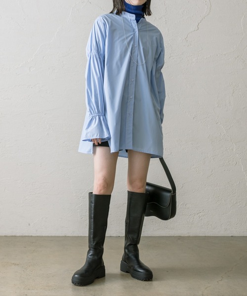 mystic（ミスティック）の「【リバイバル】フリルスリーブロングシャツ（シャツ/ブラウス・レディース・ブラック/ブルー/オフホワイト・FREE）」の8枚目の写真