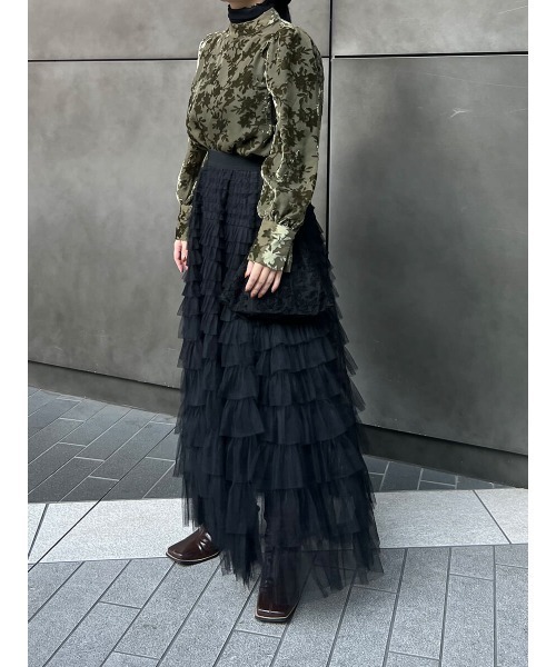 Ayla（アイラ）の「【軽やかな透け感】シアーフロッキージャカードブラウス（カーキ/グリーン）（シャツ/ブラウス・レディース・カーキ・FREE）」の10枚目の写真