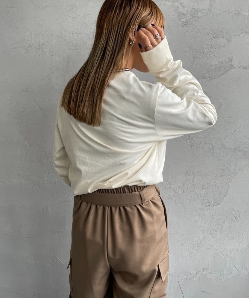 FRED PERRY（フレッドペリー）の「[FRED PERRY/フレッドペリー] ツインティップライン ワンポイントロゴ刺繍ロンT（Tシャツ/カットソー・レディース・ブラック/オートミール/キナリ/ネイビー・S/M/L）」の15枚目の写真