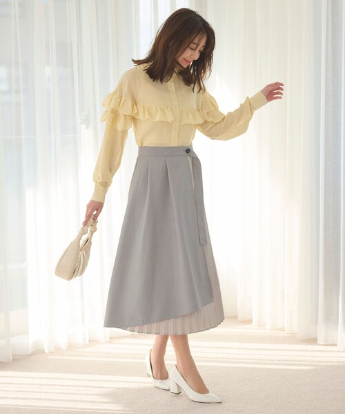 Feroux（フェルゥ）の「【洗える】プリーツコンビ スカート（スカート・レディース・ベージュ系/ライトグレー系・2/1）」の3枚目の写真