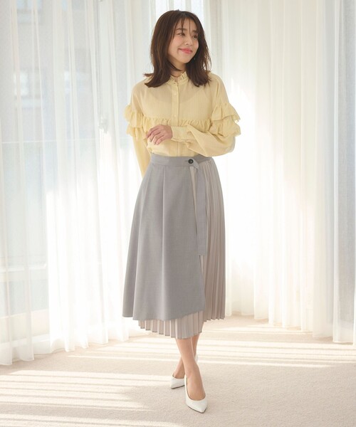 Feroux（フェルゥ）の「【洗える】プリーツコンビ スカート（スカート・レディース・ベージュ系/ライトグレー系・2/1）」の4枚目の写真