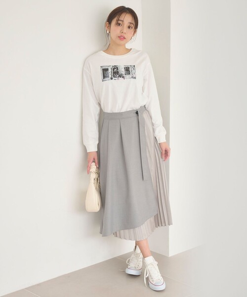 Feroux（フェルゥ）の「【洗える】プリーツコンビ スカート（スカート・レディース・ベージュ系/ライトグレー系・2/1）」の6枚目の写真