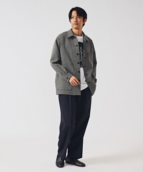 EDIFICE（エディフィス）の「ツイーディー シャツカバーオール（カバーオール・メンズ・ブラック/ブラック系その他/アイボリー・MEDIUM/LARGE）」の5枚目の写真