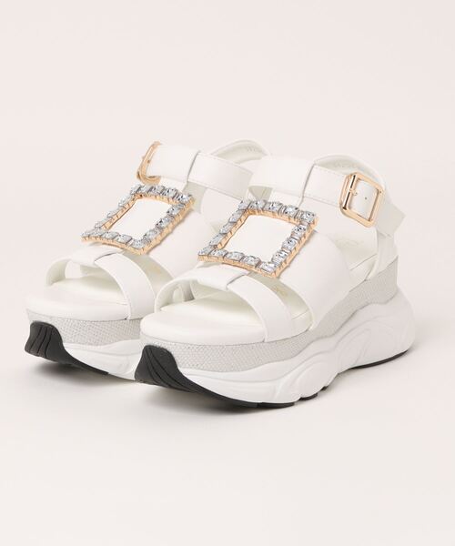 Bridget Birkin（ブリジットバーキン）の「【Bridget Birkin】スクエアビジューバックルスポーツサンダル(542128)（サンダル・レディース・ブラック/グレイッシュベージュ/ホワイト・S/M/L/LL）」の12枚目の写真