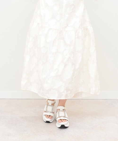 Bridget Birkin（ブリジットバーキン）の「【Bridget Birkin】スクエアビジューバックルスポーツサンダル(542128)（サンダル・レディース・ブラック/グレイッシュベージュ/ホワイト・S/M/L/LL）」の6枚目の写真