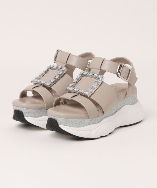 Bridget Birkin（ブリジットバーキン）の「【Bridget Birkin】スクエアビジューバックルスポーツサンダル(542128)（サンダル・レディース・ブラック/グレイッシュベージュ/ホワイト・S/M/L/LL）」の13枚目の写真