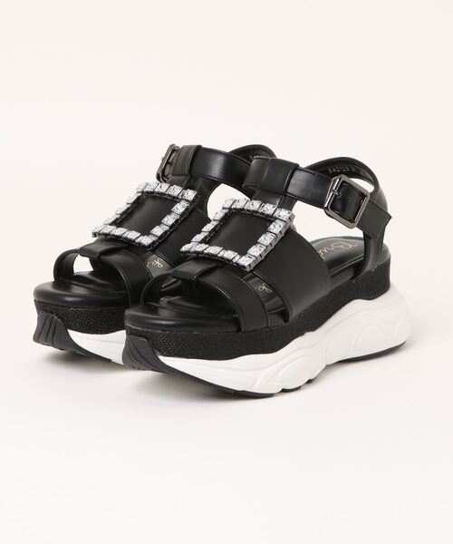 Bridget Birkin（ブリジットバーキン）の「【Bridget Birkin】スクエアビジューバックルスポーツサンダル(542128)（サンダル・レディース・ブラック/グレイッシュベージュ/ホワイト・S/M/L/LL）」の14枚目の写真