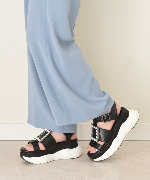 Bridget Birkin（ブリジットバーキン）の「【Bridget Birkin】スクエアビジューバックルスポーツサンダル(542128)（サンダル・レディース・ブラック/グレイッシュベージュ/ホワイト・S/M/L/LL）」の19枚目の写真