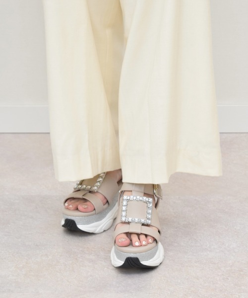 Bridget Birkin（ブリジットバーキン）の「【Bridget Birkin】スクエアビジューバックルスポーツサンダル(542128)（サンダル・レディース・ブラック/グレイッシュベージュ/ホワイト・S/M/L/LL）」の20枚目の写真