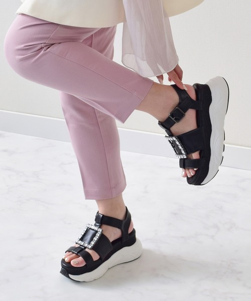 Bridget Birkin（ブリジットバーキン）の「【Bridget Birkin】スクエアビジューバックルスポーツサンダル(542128)（サンダル・レディース・ブラック/グレイッシュベージュ/ホワイト・S/M/L/LL）」の18枚目の写真