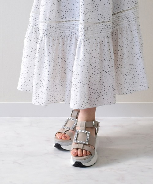 Bridget Birkin（ブリジットバーキン）の「【Bridget Birkin】スクエアビジューバックルスポーツサンダル(542128)（サンダル・レディース・ブラック/グレイッシュベージュ/ホワイト・S/M/L/LL）」の22枚目の写真