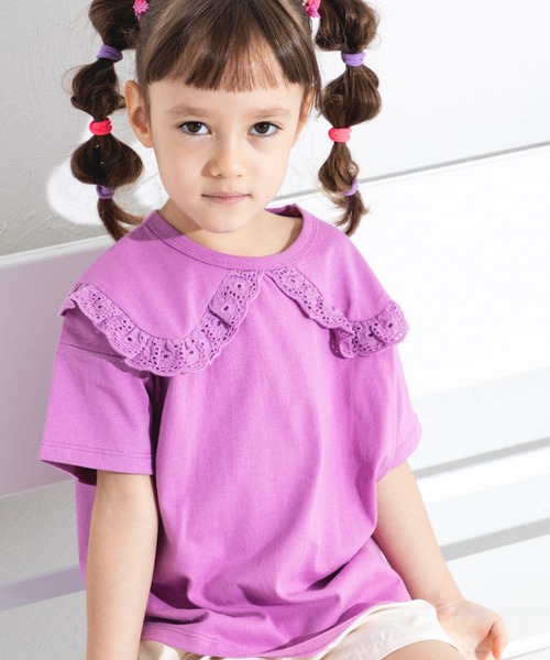 pairmanon（ペアマノン）の「3タイプから選べる ガーリーデザイントップス（Tシャツ/カットソー・キッズ・ブラック/ホワイト/ライトブルー/パープル/ピンク/ピンク系その他/ライトイエロー/イエロー系その他/グリーン系その他/ライトピンク・90/100/110/120/80/130/140/150）」の5枚目の写真