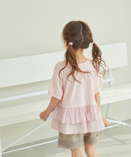 pairmanon（ペアマノン）の「3タイプから選べる ガーリーデザイントップス（Tシャツ/カットソー・キッズ・ブラック/ホワイト/ライトブルー/パープル/ピンク/ピンク系その他/ライトイエロー/イエロー系その他/グリーン系その他/ライトピンク・90/100/110/120/80/130/140/150）」の9枚目の写真