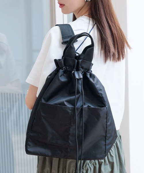 RAGEBLUE（レイジブルー）の「ドローストリング/ナイロンナップサック（ショルダーバッグ・レディース・ブラック/ホワイト・FREE）」の2枚目の写真