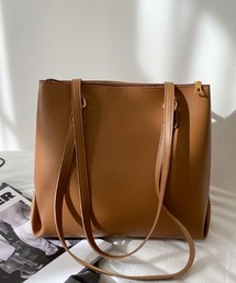 フェイクレザーシンプルA4トートバッグ