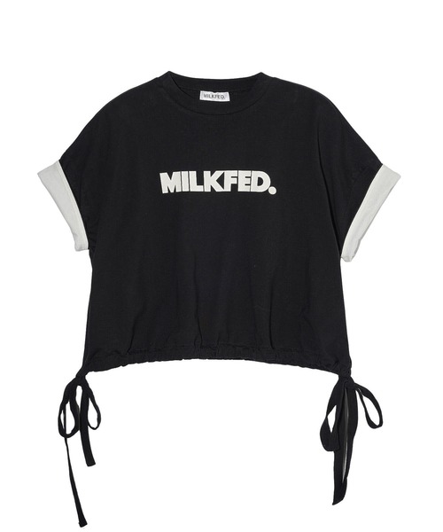 MILKFED.(ミルクフェド)の「COLORED SLEEVE EDGE S/S TOP(Tシャツ/カットソー・レディース・ブラック/ネイビー/オフホワイト・ONE SIZE)」の3枚目の写真