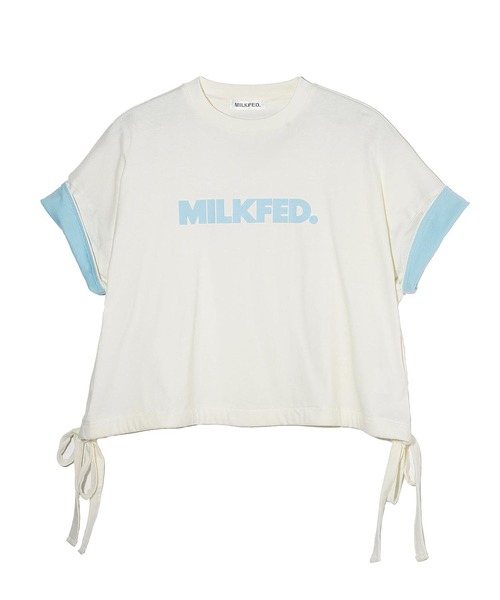 MILKFED.(ミルクフェド)の「COLORED SLEEVE EDGE S/S TOP(Tシャツ/カットソー・レディース・ブラック/ネイビー/オフホワイト・ONE SIZE)」の5枚目の写真
