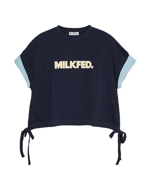 MILKFED.(ミルクフェド)の「COLORED SLEEVE EDGE S/S TOP(Tシャツ/カットソー・レディース・ブラック/ネイビー/オフホワイト・ONE SIZE)」の7枚目の写真