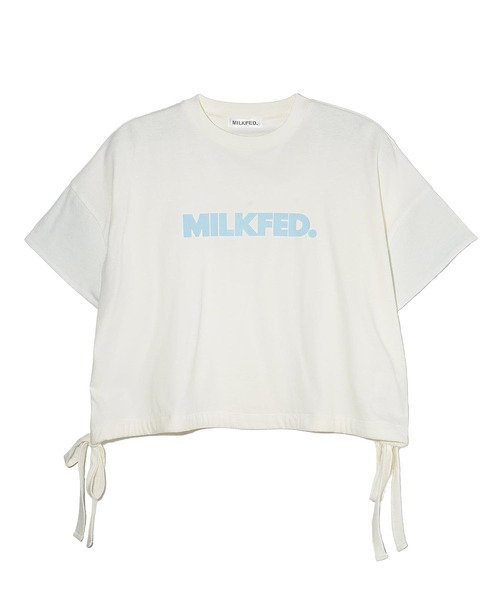 MILKFED.(ミルクフェド)の「COLORED SLEEVE EDGE S/S TOP(Tシャツ/カットソー・レディース・ブラック/ネイビー/オフホワイト・ONE SIZE)」の6枚目の写真