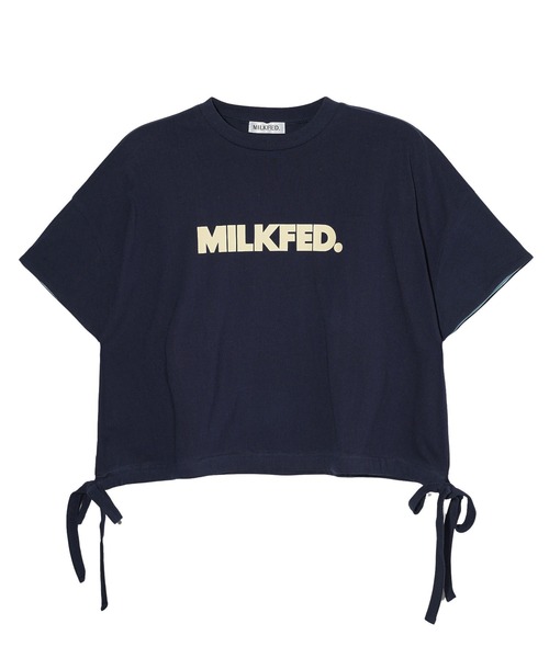 MILKFED.(ミルクフェド)の「COLORED SLEEVE EDGE S/S TOP(Tシャツ/カットソー・レディース・ブラック/ネイビー/オフホワイト・ONE SIZE)」の8枚目の写真