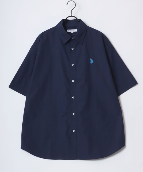 U.S. POLO ASSN./ユーエスポロアッスン オーバーサイズ ブロード 無地 ストライプ ロゴ ワンポイント刺繍 レギュラーカラー 半袖シャツ/レディース メンズ（シャツ/ブラウス）｜U.S. POLO ASSN.（ユーエスポロアッスン）