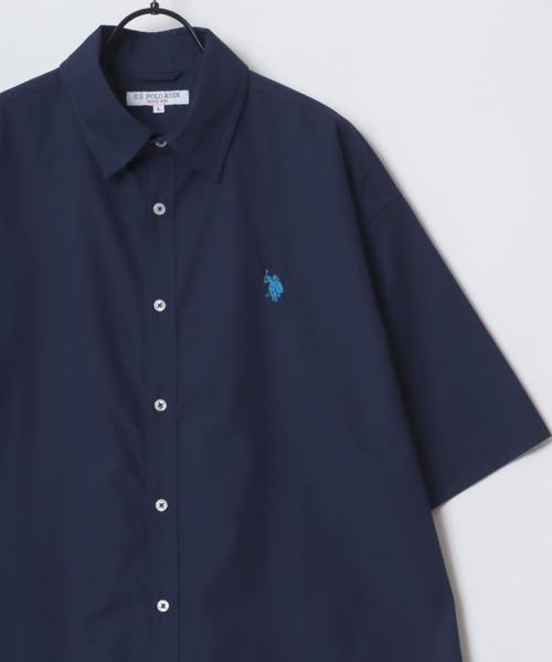 U.S. POLO ASSN./ユーエスポロアッスン オーバーサイズ ブロード 無地 ストライプ ロゴ ワンポイント刺繍 レギュラーカラー 半袖シャツ/レディース メンズ（シャツ/ブラウス）｜U.S. POLO ASSN.（ユーエスポロアッスン）