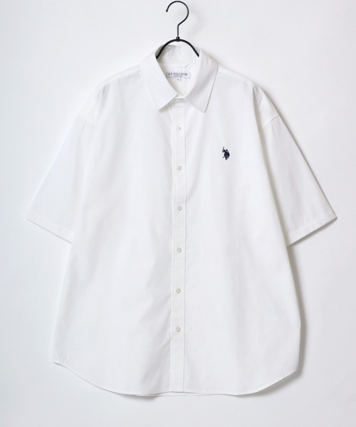 U.S. POLO ASSN./ユーエスポロアッスン オーバーサイズ ブロード 無地 ストライプ ロゴ ワンポイント刺繍 レギュラーカラー 半袖シャツ/レディース メンズ（シャツ/ブラウス）｜U.S. POLO ASSN.（ユーエスポロアッスン）