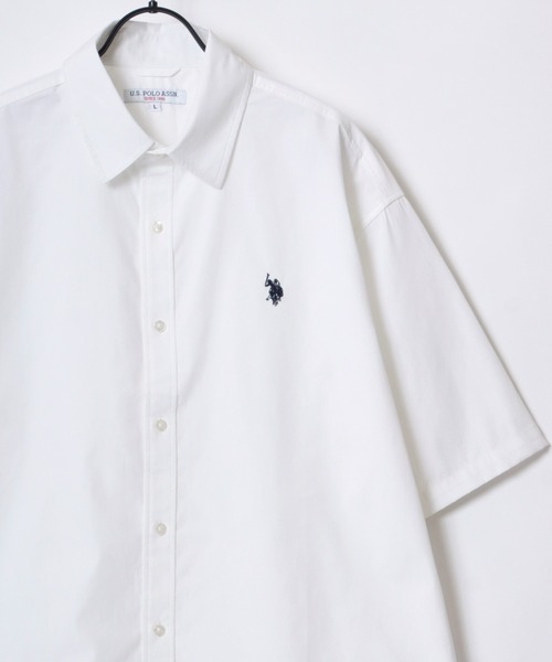 U.S. POLO ASSN./ユーエスポロアッスン オーバーサイズ ブロード 無地 ストライプ ロゴ ワンポイント刺繍 レギュラーカラー 半袖シャツ/レディース メンズ（シャツ/ブラウス）｜U.S. POLO ASSN.（ユーエスポロアッスン）