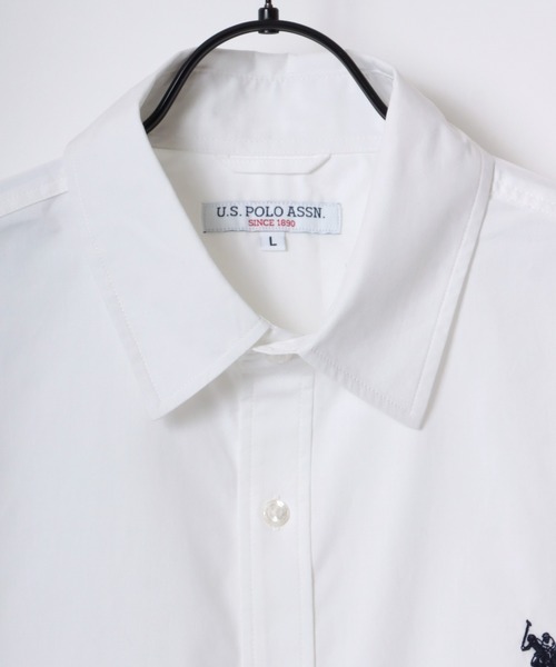 U.S. POLO ASSN./ユーエスポロアッスン オーバーサイズ ブロード 無地 ストライプ ロゴ ワンポイント刺繍 レギュラーカラー 半袖シャツ/レディース メンズ（シャツ/ブラウス）｜U.S. POLO ASSN.（ユーエスポロアッスン）
