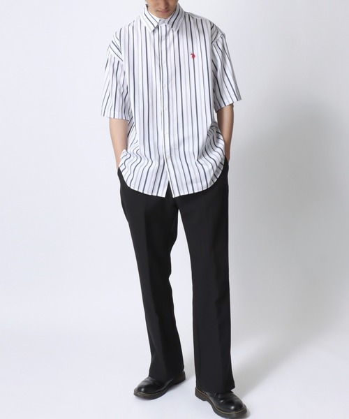 U.S. POLO ASSN./ユーエスポロアッスン オーバーサイズ ブロード 無地 ストライプ ロゴ ワンポイント刺繍 レギュラーカラー 半袖シャツ/レディース メンズ（シャツ/ブラウス）｜U.S. POLO ASSN.（ユーエスポロアッスン）