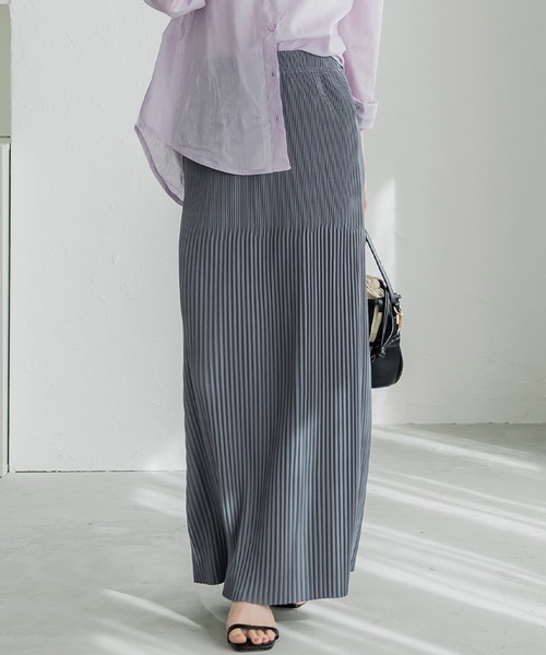 coca（coca）（コカ）の「ランダムリブIラインロングスカート（スカート・レディース・アイボリー/ブラック/ホワイト/レッド/チャコール/ブラウン/ネイビー/ワイン/ライトベージュ/ライトブルー/ピンク・ONE SIZE/L/S/M）」の4枚目の写真