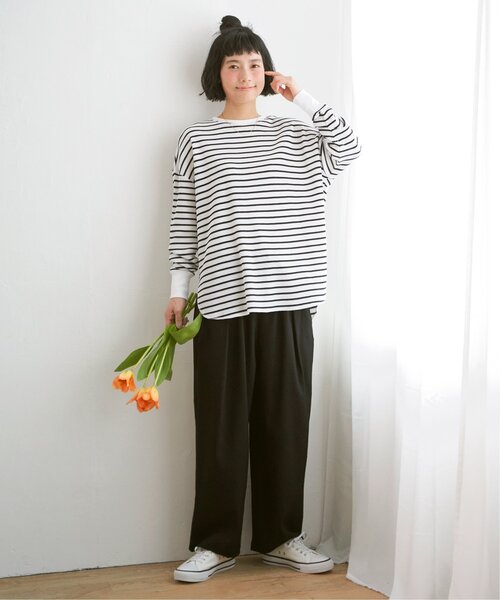 LBC(エルビーシー)の「ワッフルゆるプルオーバー(Tシャツ/カットソー・レディース・オフホワイト/チャコールグレー/その他7・M)」の8枚目の写真