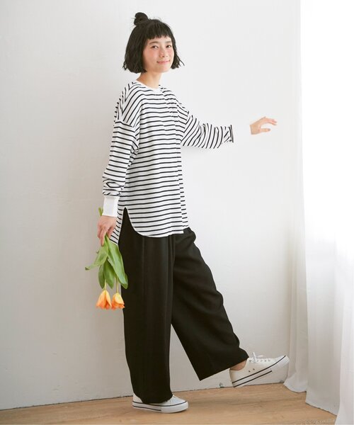 LBC(エルビーシー)の「ワッフルゆるプルオーバー(Tシャツ/カットソー・レディース・オフホワイト/チャコールグレー/その他7・M)」の10枚目の写真