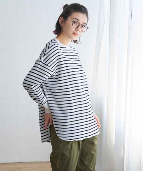 LBC(エルビーシー)の「ワッフルゆるプルオーバー(Tシャツ/カットソー・レディース・オフホワイト/チャコールグレー/その他7・M)」の11枚目の写真