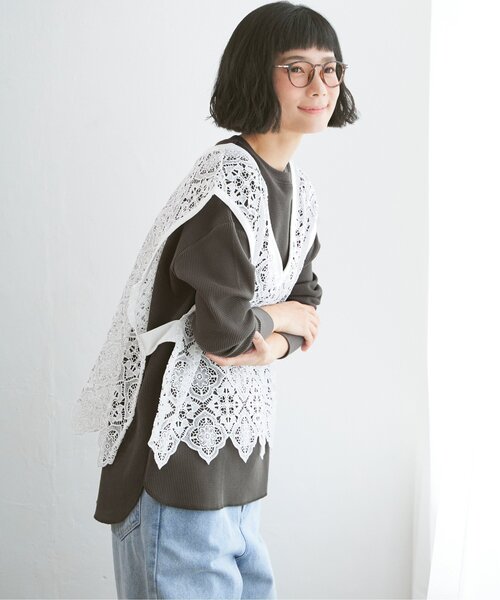 LBC(エルビーシー)の「ワッフルゆるプルオーバー(Tシャツ/カットソー・レディース・オフホワイト/チャコールグレー/その他7・M)」の20枚目の写真