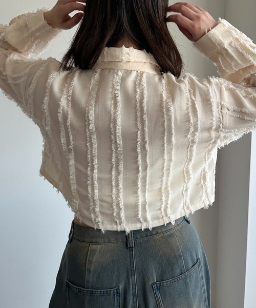 apres jour mignon(アプレジュールミニョン)の「ジャガードネクタイセットクロップドシャツ【ZOZOTOWN限定アイテム】(シャツ/ブラウス・レディース・アイボリー/ライトパープル/ブラック・フリー/X-LARGE)」の8枚目の写真