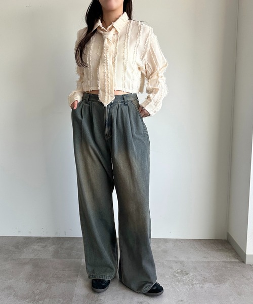 apres jour mignon(アプレジュールミニョン)の「ジャガードネクタイセットクロップドシャツ【ZOZOTOWN限定アイテム】(シャツ/ブラウス・レディース・アイボリー/ライトパープル/ブラック・フリー/X-LARGE)」の9枚目の写真